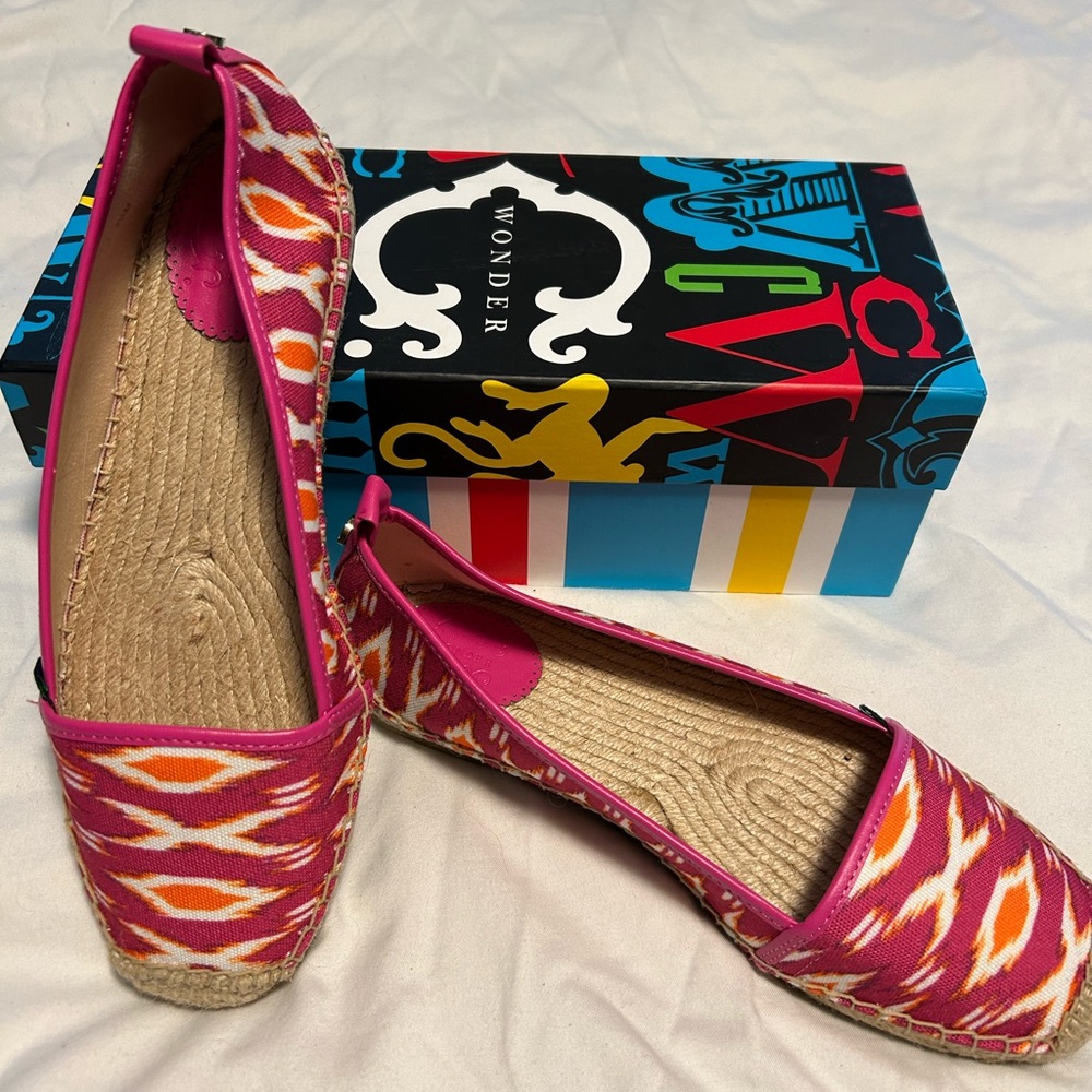 Pink and Orange Espadrille Flats